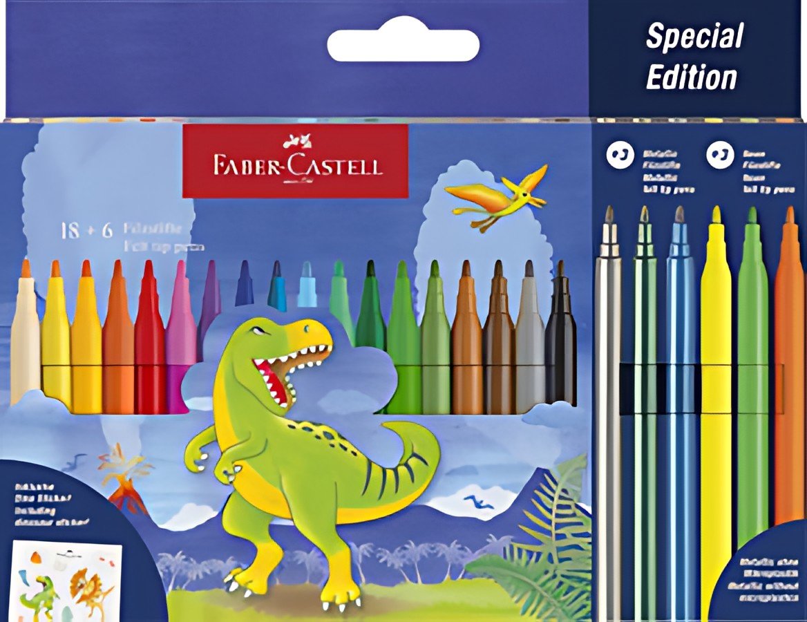 FABER-CASTELL Feutre Dino, étui en carton 18+6