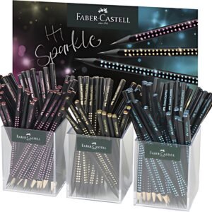 FABER-CASTELL Crayon GRIP SPARKLE Midnight, pot de 3