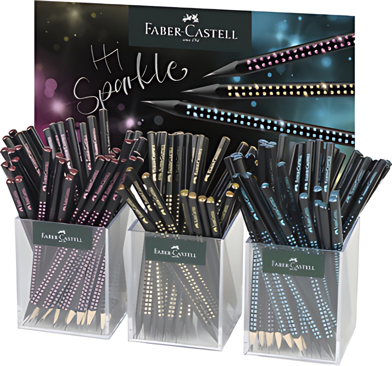 FABER-CASTELL Crayon GRIP SPARKLE Midnight, pot de 3