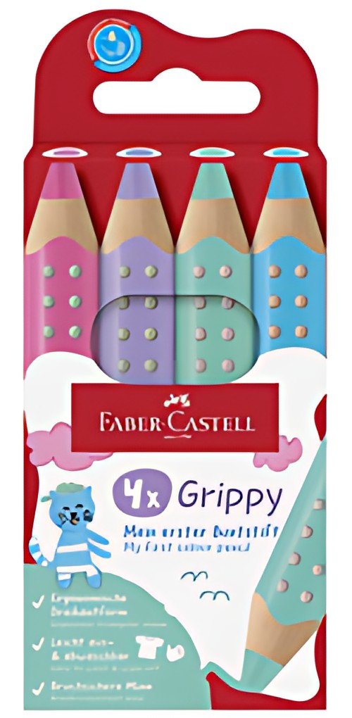 FABER-CASTELL Crayon de couleur Grippy Pastel, étui de 4