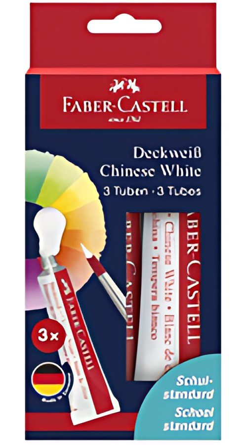 FABER-CASTELL Blanc opaque 7,5 ml, carte blister de 3
