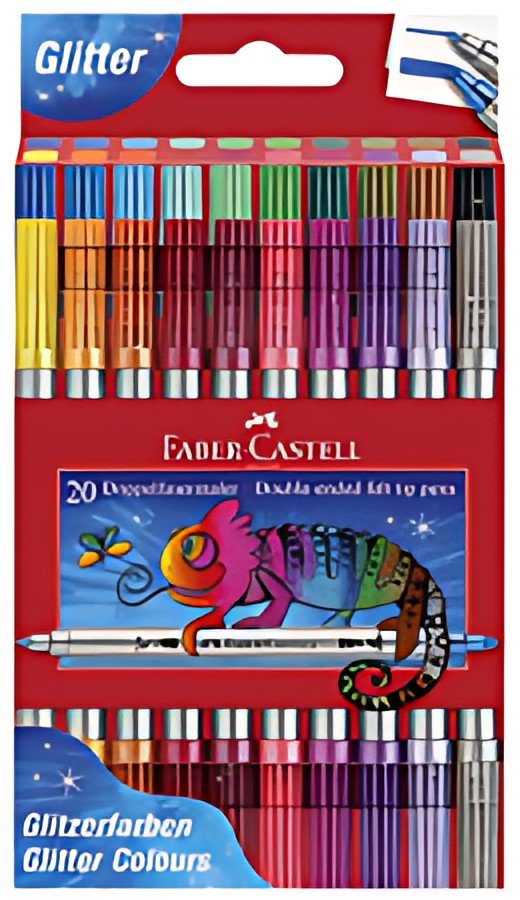 FABER-CASTELL Feutre double pointe Glitzer, boîte de 20
