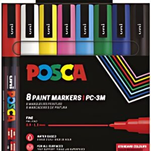 POSCA Marqueur à pigment PC-3M, étui de 8, assorti standard