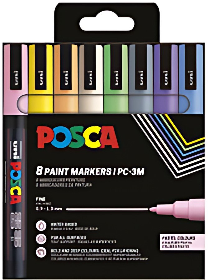 POSCA Marqueur à pigment PC-3M, étui de 8, pastel