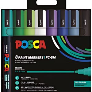 POSCA Marqueur à pigment PC-5M, étui de 8, couleurs froides