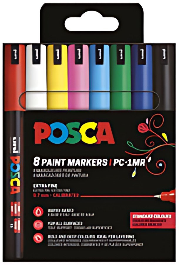 POSCA Marqueur à pigment PC-1MR, pochette de 8, assorti