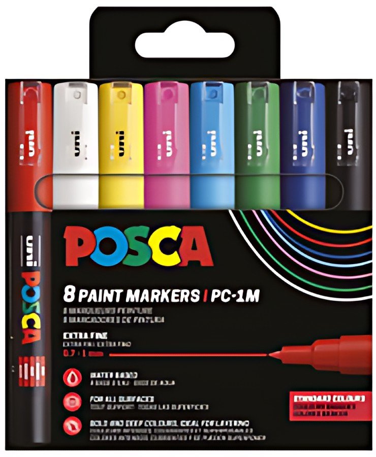 POSCA Marqueur à pigment PC-1MC, étui de 8, assorti