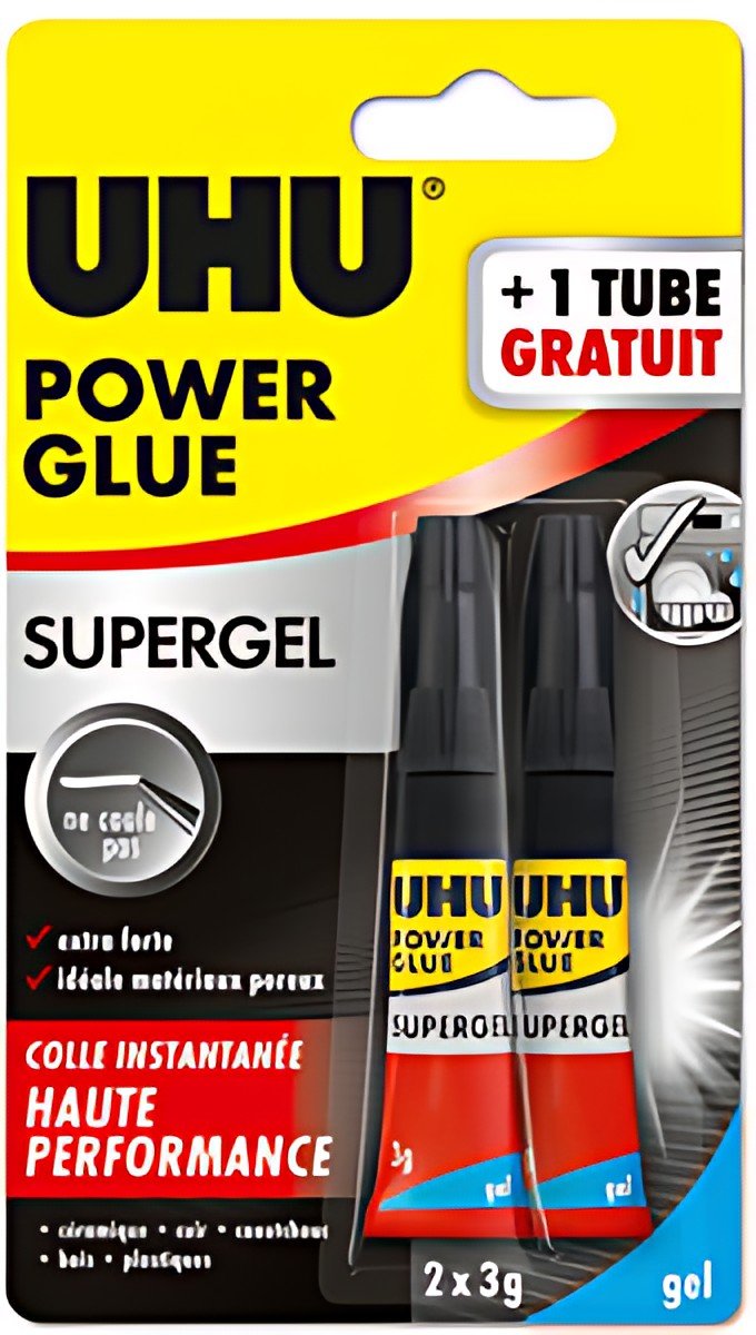 UHU Colle instantanée POWER GLUE ultra rapide SUPERGEL, 3 g