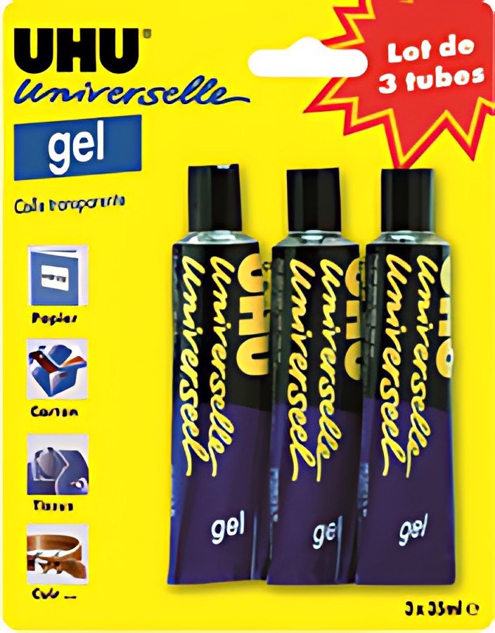 UHU Colle universelle gel, set de 3, contenu: 3 x 35 ml