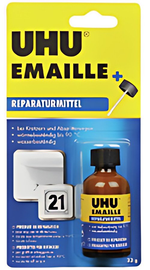 UHU Produit de réparation ÉMAIL, flacon à pinceau de 23 g