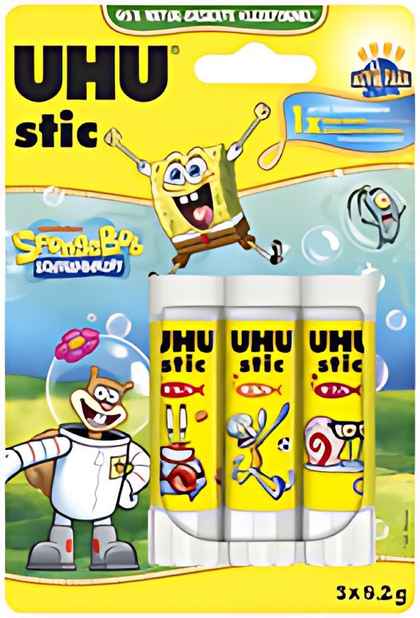UHU Bâton de colle stic Bob l'éponge, 3 x 8,2 g, blister