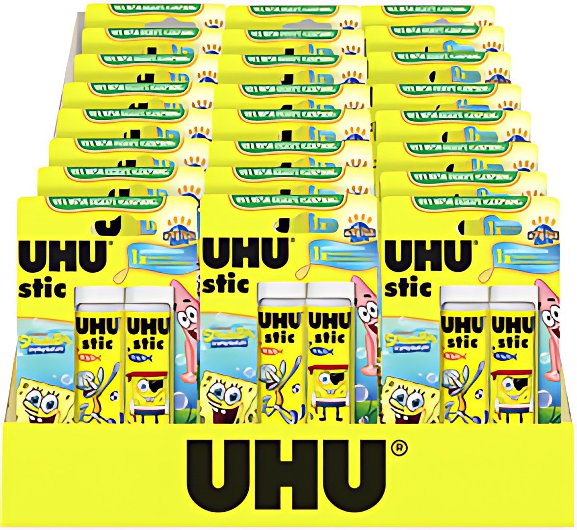 UHU Bâton de colle stic Bob l'éponge, 2 x 21 g, présentoir