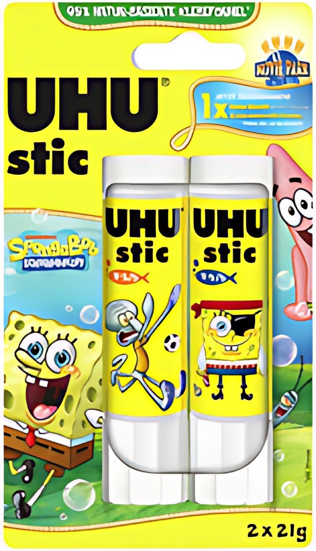 UHU Bâton de colle stic Bob l'éponge, 2 x 21 g, blister