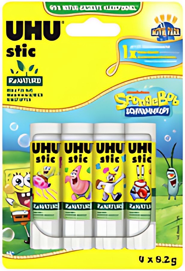 UHU Bâton de colle stic ReNATURE Bob l'éponge, 4 x 8,2 g