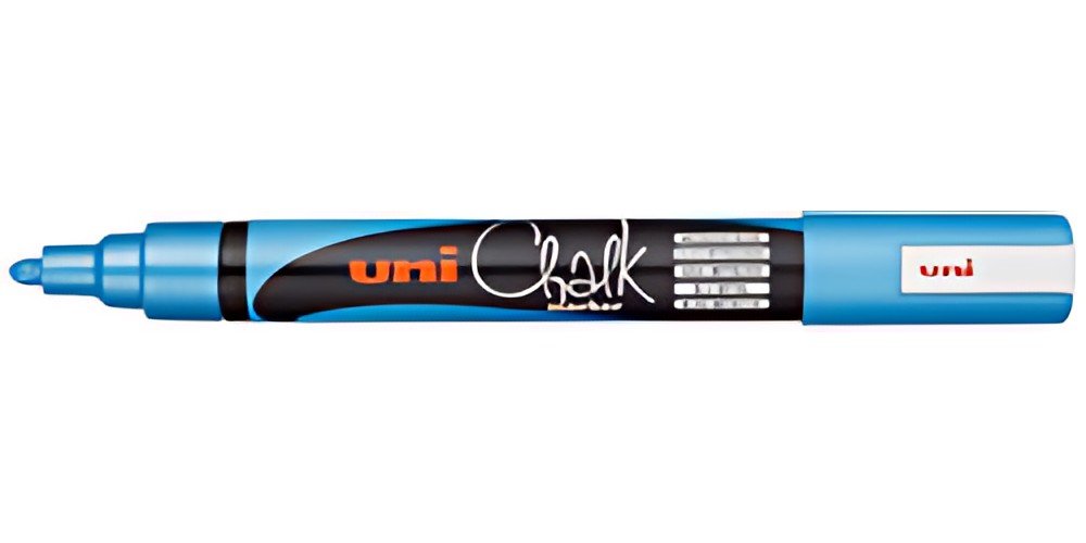 uni-ball Marqueur craie Chalk marker PWE5M, bleu métallique