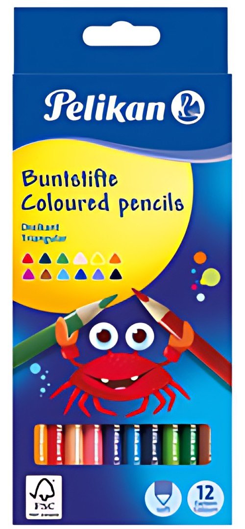 Pelikan Crayons de couleur triangulaires minces, étui en