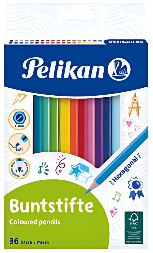 Pelikan Crayon de couleur hexagonal mince, étui de 36