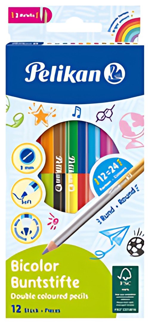 Pelikan Crayons de couleur Bicolor, rond, étui en carton de