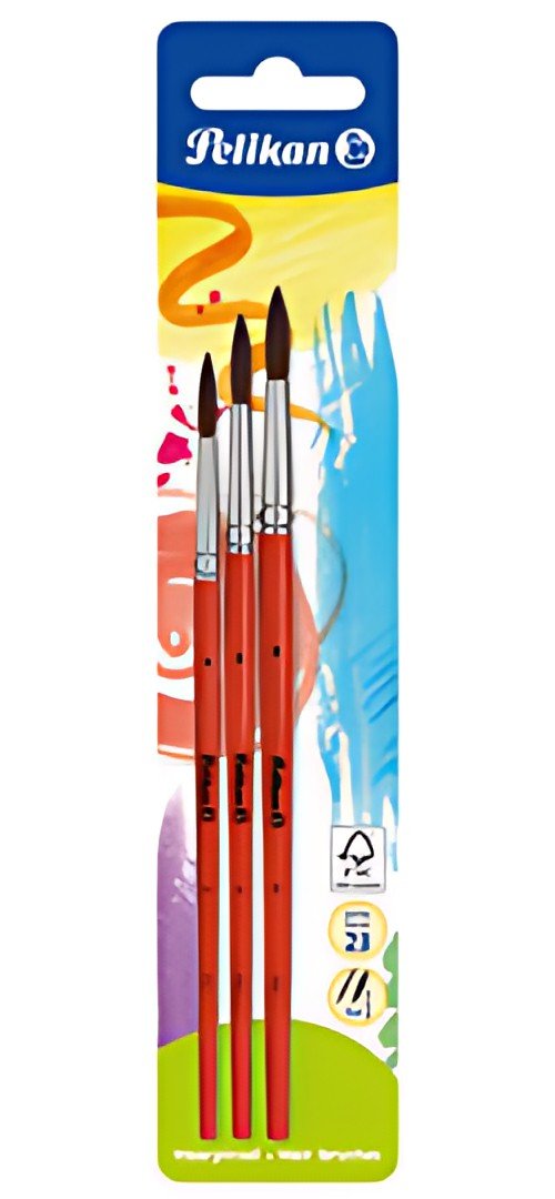 Pelikan Set de pinceaux à poils fins, 3 pièces, assorti