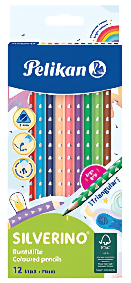 Pelikan Crayon de couleur triangulaire SILVERINO fin, étui