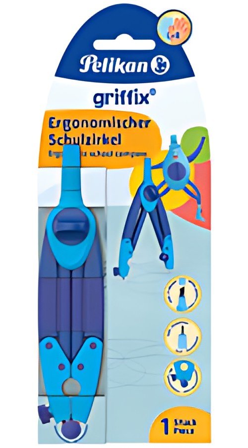Pelikan Compas scolaire griffix Bleu, boîte pliable