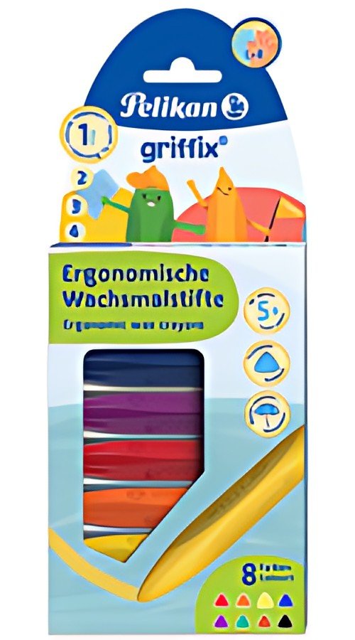 Pelikan Crayon de cire griffix, résistant à l'eau, étui de 8