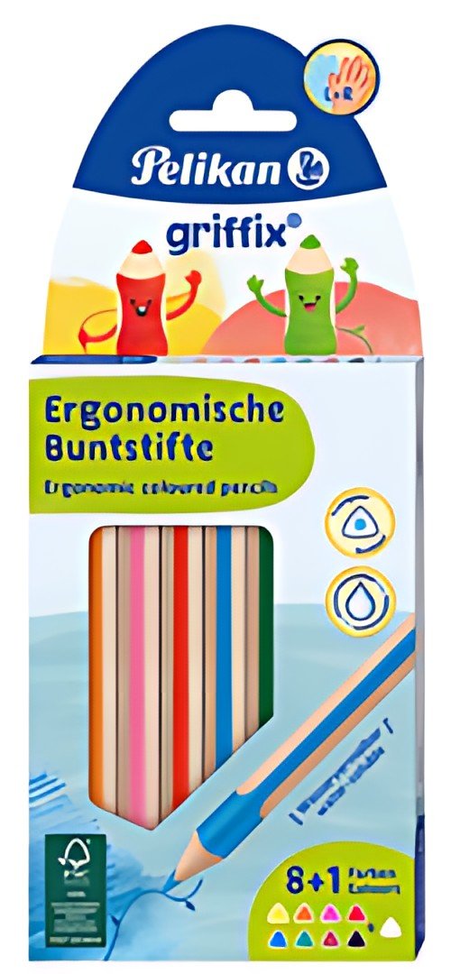 Pelikan Crayon de couleur triangulaire griffix, étui de 9