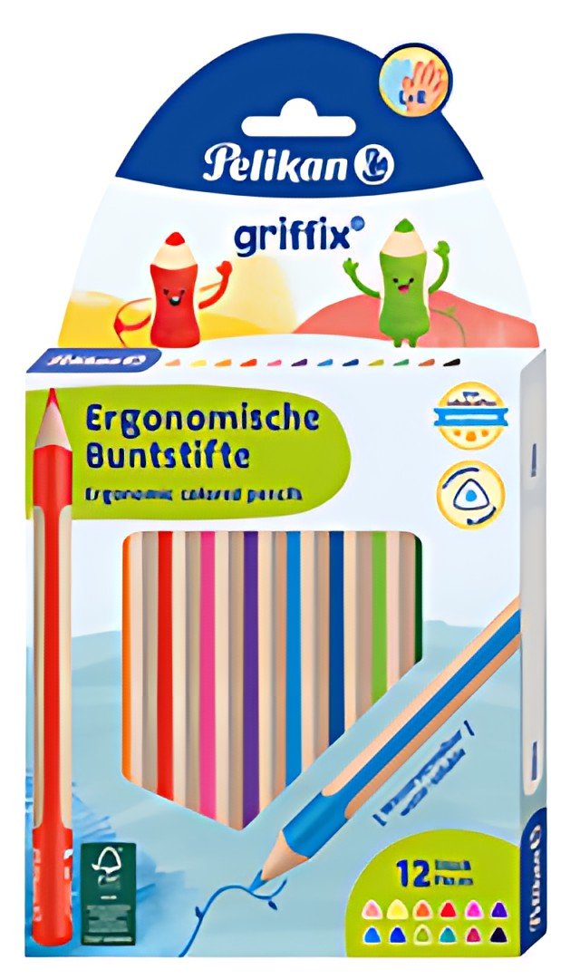 Pelikan Crayon de couleur triangulaire griffix, étui de 12