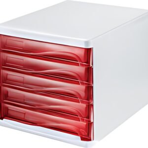 helit Module de classement "the wave", 5 tiroirs,blanc/rouge