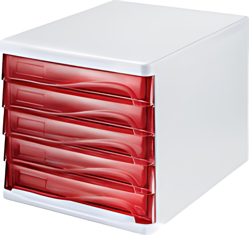 helit Module de classement "the wave", 5 tiroirs,blanc/rouge
