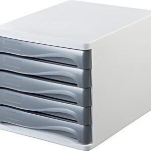 helit Module de classement "the wave", 5 tiroirs, blanc/gris