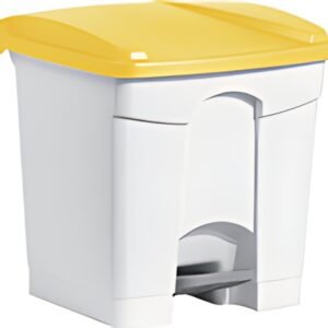 helit Poubelle à pédale "the step", 30 litres, blanc/jaune