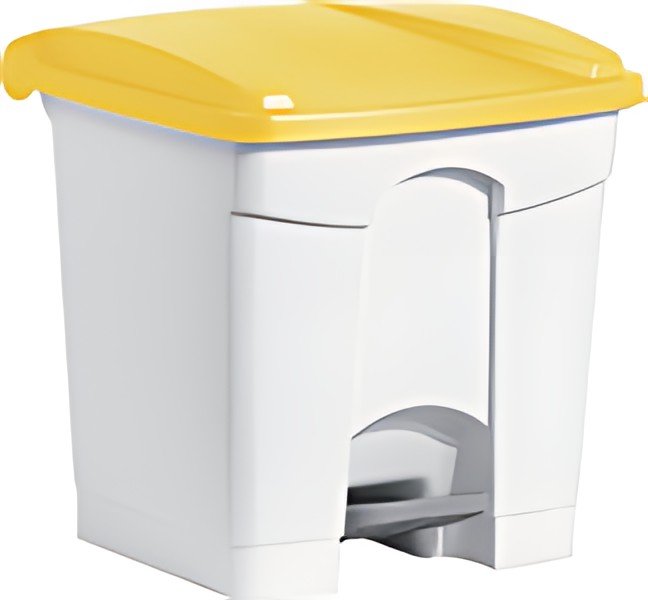 helit Poubelle à pédale "the step", 30 litres, blanc/jaune