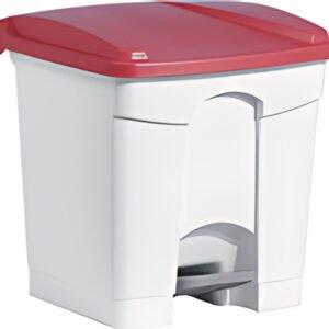 helit Poubelle à pédale "the step", 30 litres, blanc/rouge