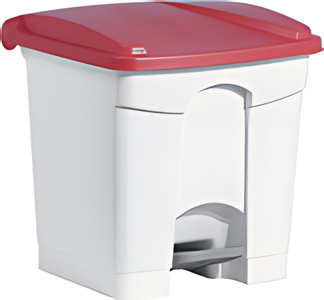 helit Poubelle à pédale "the step", 30 litres, blanc/rouge