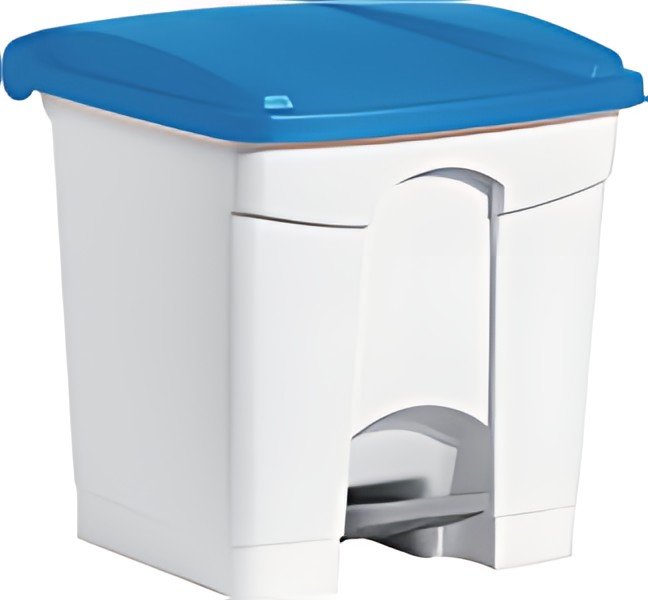 helit Poubelle à pédale "the step", 30 litres, blanc/bleu
