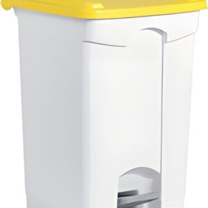 helit Poubelle à pedale "the step", 45 litres, blanc/jaune