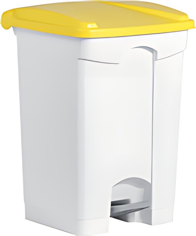 helit Poubelle à pedale "the step", 45 litres, blanc/jaune