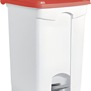 helit Poubelle à pédale "the step", 45 litres, blanc/rouge