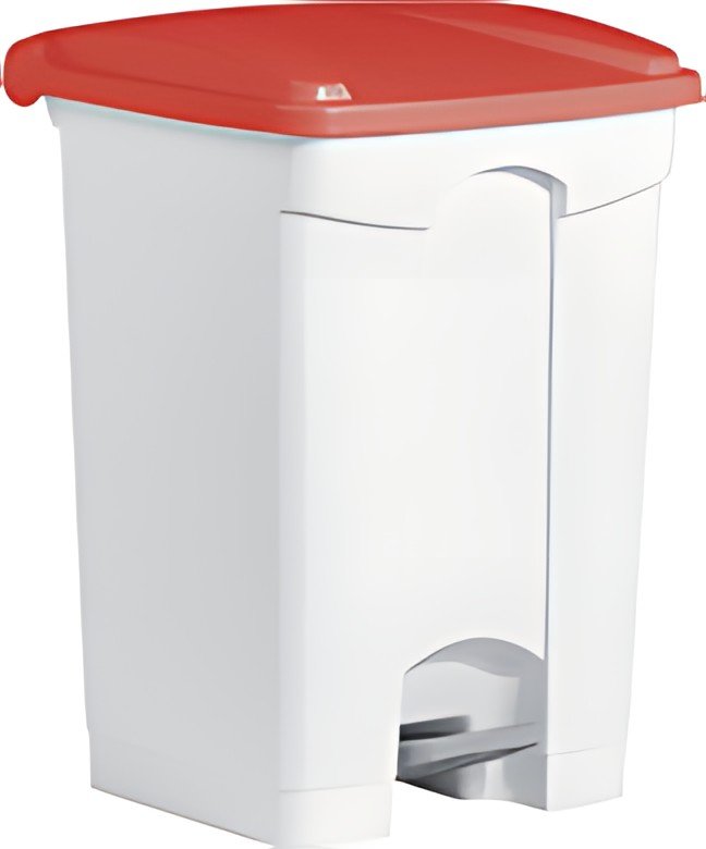 helit Poubelle à pédale "the step", 45 litres, blanc/rouge