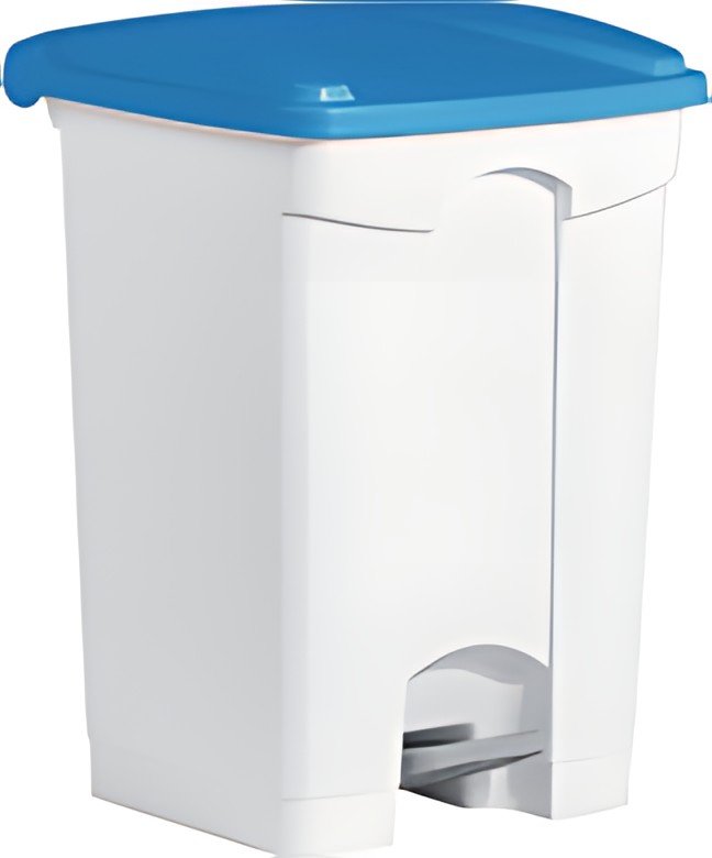 helit Poubelle à pédale "the step", 45 litres, blanc/bleu