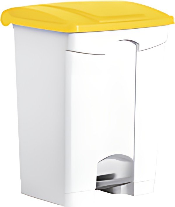 helit Poubelle à pédale "the step", 70 litres, blanc/jaune