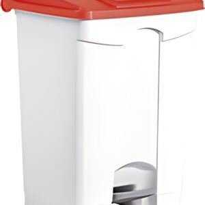 helit Poubelle à pédale "the step", 70 litres, blanc/rouge