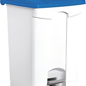 helit Poubelle à pédale "the step", 70 litres, blanc/bleu
