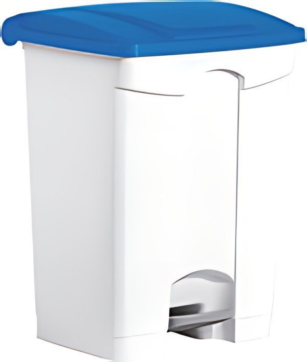 helit Poubelle à pédale "the step", 70 litres, blanc/bleu