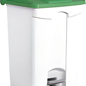 helit Poubelle à pédale "the step", 70 litres, blanc/vert