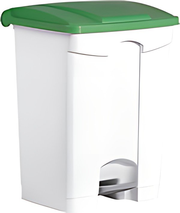 helit Poubelle à pédale "the step", 70 litres, blanc/vert
