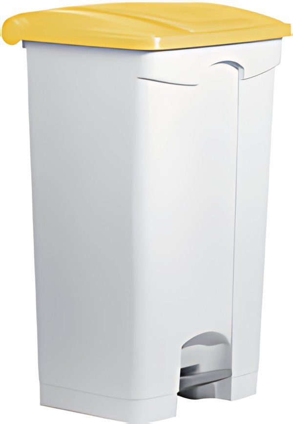 helit Poubelle à pédale "the step", 90 litres, blanc/jaune