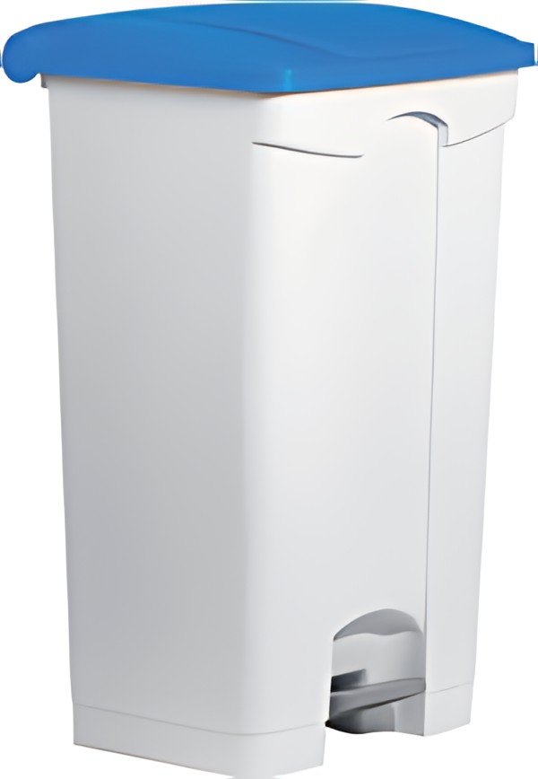 helit Poubelle à pédale "the step", 90 litres, blanc/bleu