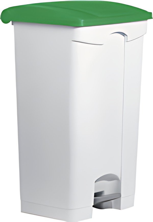 helit Poubelle à pédale "the step", 90 litres, blanc/vert